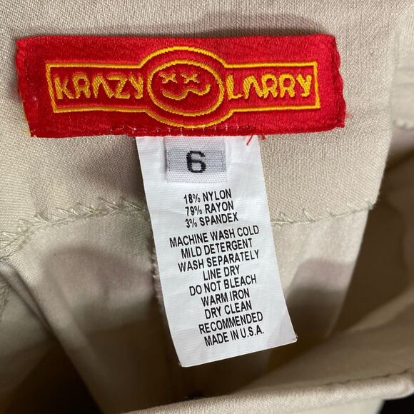 Krazy Larry Pants Womens 6 Beige Pull On Career Office Straight Leg USA Casual - Picture 3 of 7